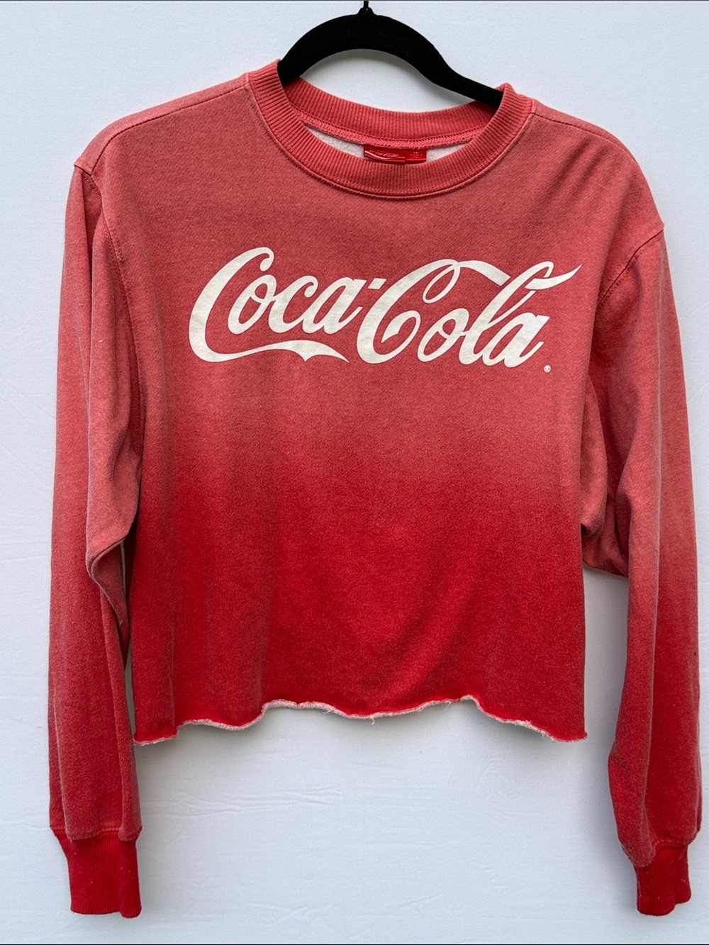 Coca-Cola Gradient Red Cropped Crewneck Sweatshirt